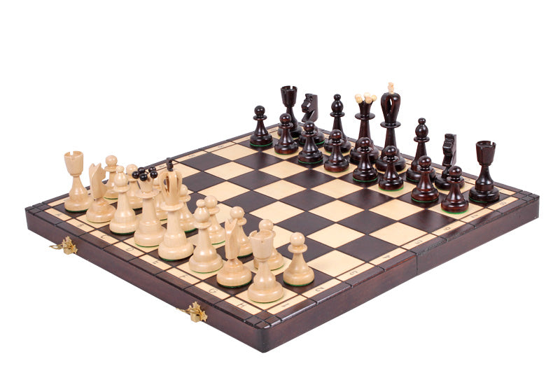 Juego de ajedrez plegable de madera con tablero Ace de 16,5" y almacenamiento, y rey de 3,94"