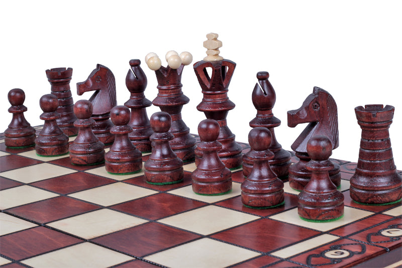 Juego de ajedrez de madera Ambassador Brown – Edición Deluxe con bandeja (tamaño n.° 5.5)
