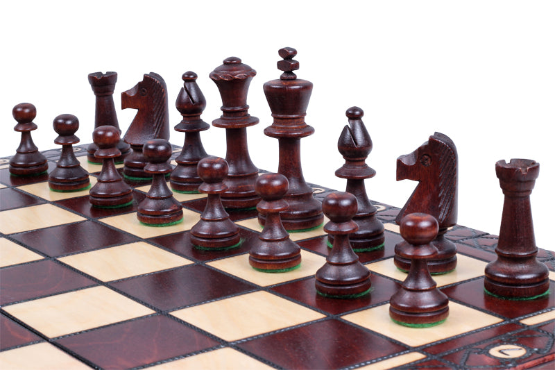 Juego de ajedrez Consul estilo Staunton con bandeja de inserción, acabado marrón, 3,15 pulgadas, tamaño King