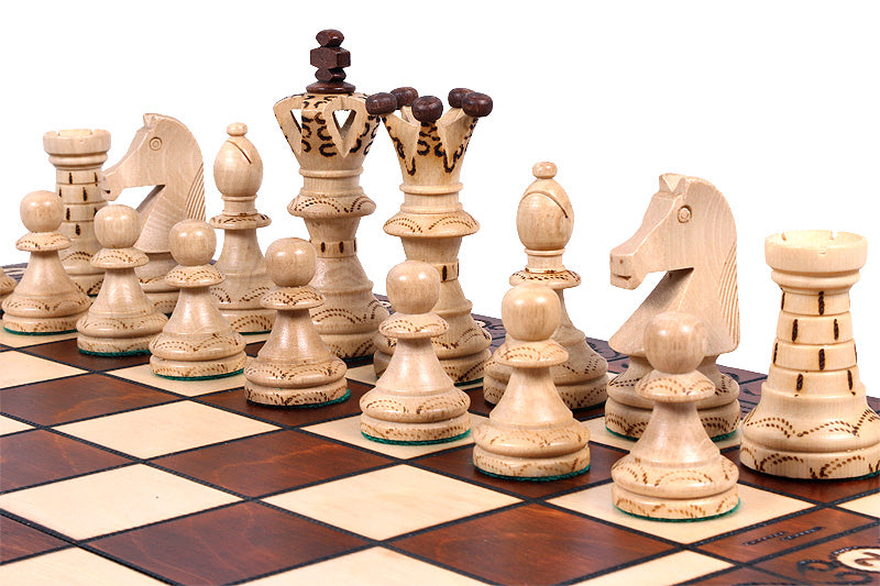 Juego de ajedrez de madera Ambassador Brown Deluxe con bandeja de inserción – Tamaño n.° 5.5