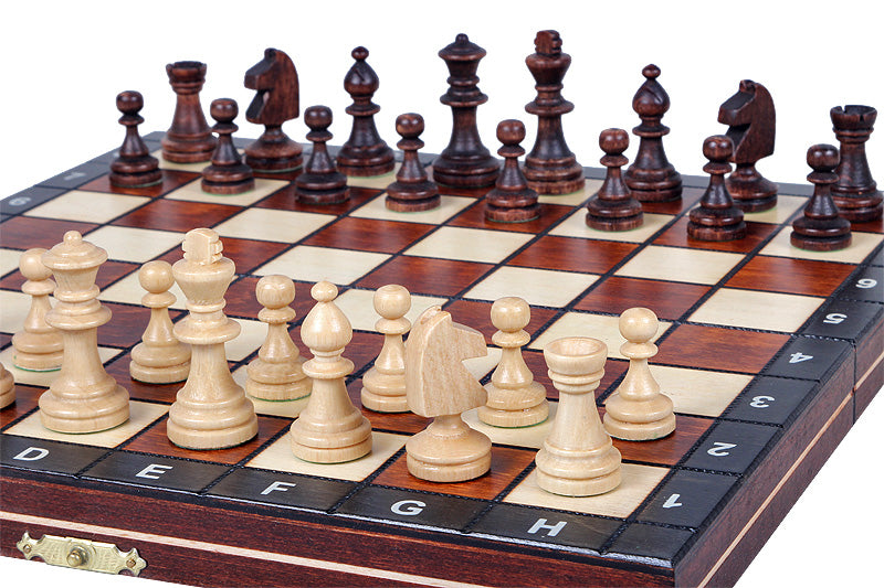 Juego de ajedrez magnético de madera con bandeja (tamaño King de 2,17")