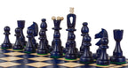 Juego de ajedrez plegable azul tamaño as n.° 4 con rey de 9,9 cm y compartimento de almacenamiento
