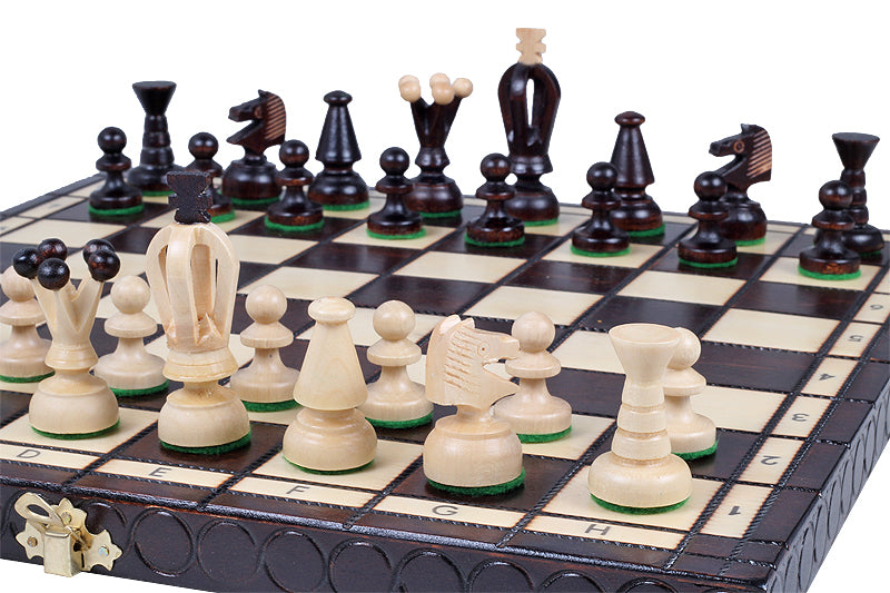 Juego de ajedrez mediano King's marrón con bandeja de inserción (60 mm)