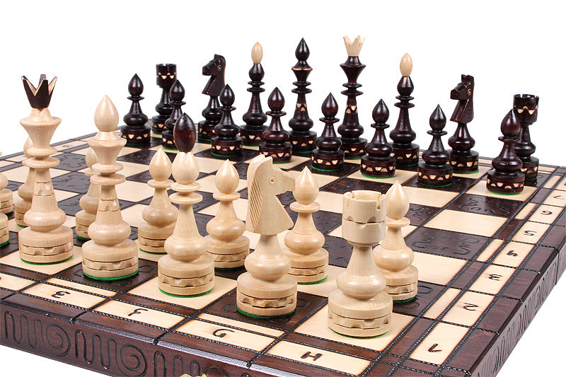Juego de ajedrez de estilo indio con tablero plegable quemado (120 mm)