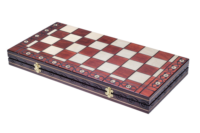 Juego de ajedrez de madera Ambassador Brown – Edición Deluxe con bandeja (tamaño n.° 5.5)