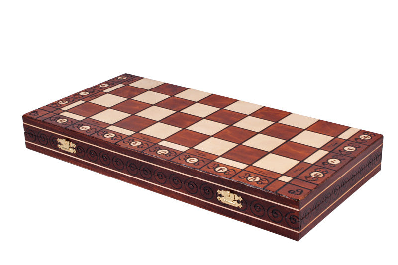 Juego de ajedrez de madera Ambassador Brown Deluxe con bandeja de inserción – Tamaño n.° 5.5