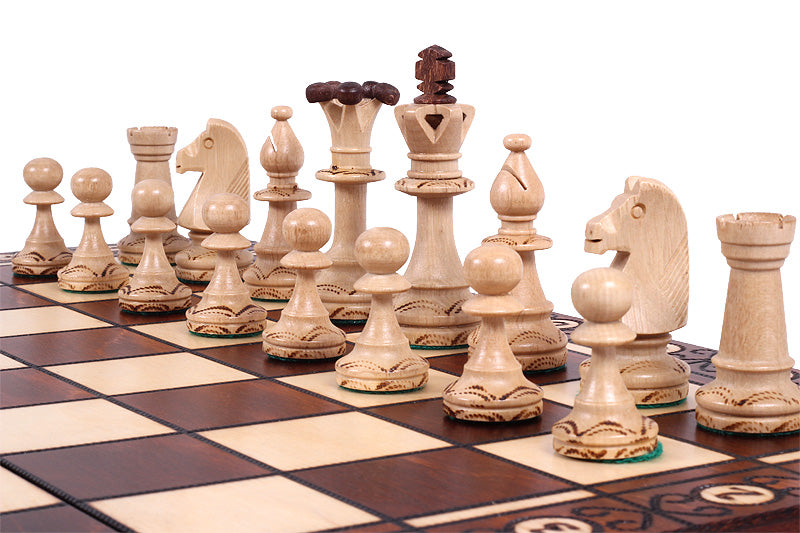 Juego de ajedrez Consul con bandeja de inserción, hecho a mano, de madera, 3,54 pulgadas, tamaño King