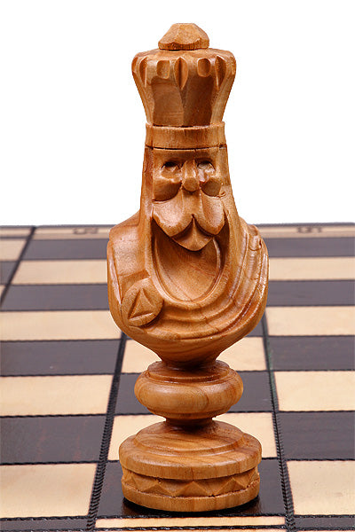 Juego de ajedrez plegable pequeño César, piezas artesanales de madera de tilo, tablero de 23,6"