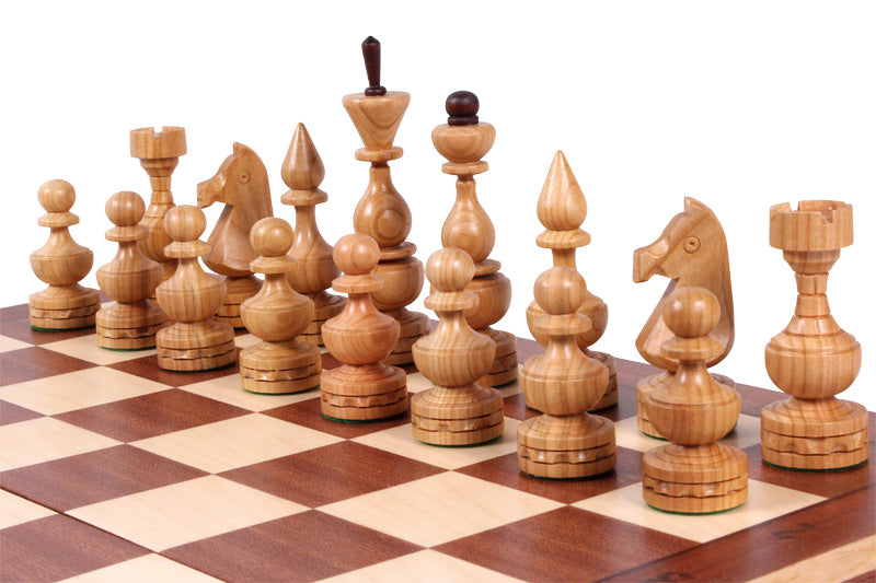 Juego de ajedrez Debiut de madera de cerezo con piezas lastradas y tablero plegable con incrustaciones, 12 cm (4,72 pulgadas)