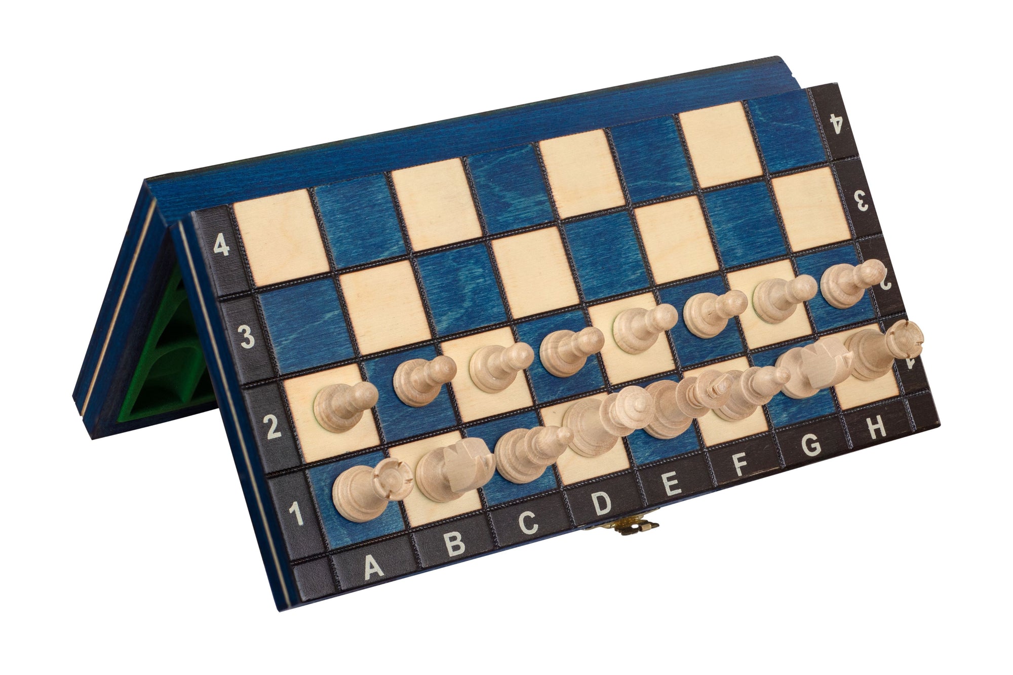 Juego de ajedrez magnético de madera azul (tablero de 27 cm)
