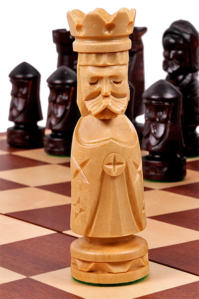 Juego de ajedrez plegable Castle Intarsia de caoba y sicomoro, tablero de 22"