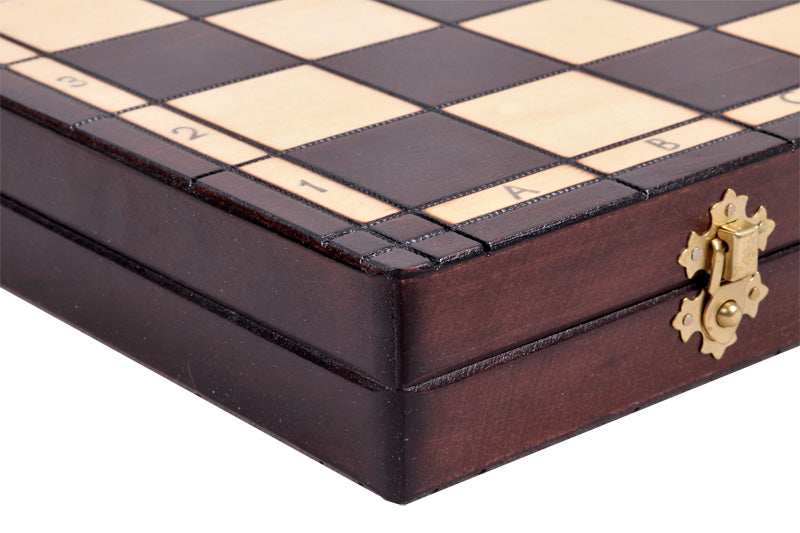 Juego de ajedrez plegable de madera con tablero Ace de 16,5" y almacenamiento, y rey de 3,94"