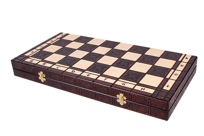 Juego de ajedrez de estilo indio con tablero plegable quemado (120 mm)