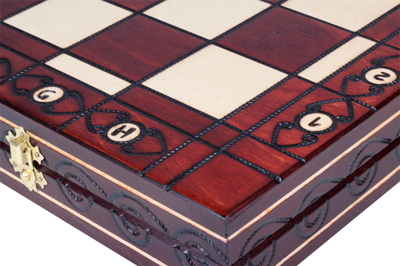 Juego de ajedrez de madera Ambassador Brown – Edición Deluxe con bandeja (tamaño n.° 5.5)