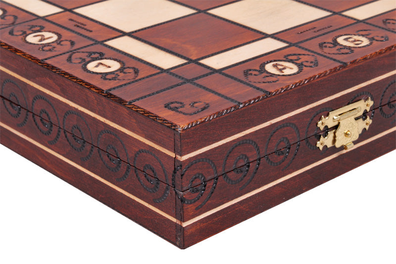 Juego de ajedrez de madera Ambassador Brown Deluxe con bandeja de inserción – Tamaño n.° 5.5