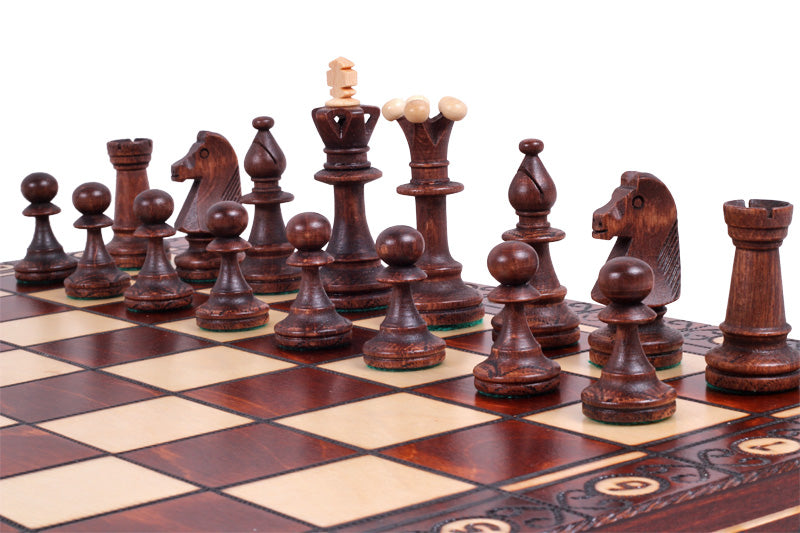 Juego de ajedrez Consul con bandeja de inserción, hecho a mano, de madera, 3,54 pulgadas, tamaño King