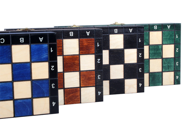 Juego de ajedrez magnético de madera azul (tablero de 27 cm)