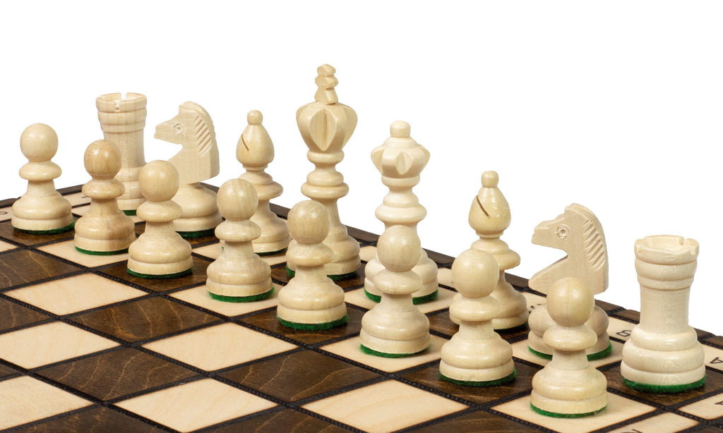 Juego de ajedrez clásico polaco de madera de 13,8 pulgadas con bandeja (pieza King de 2,36 pulgadas)