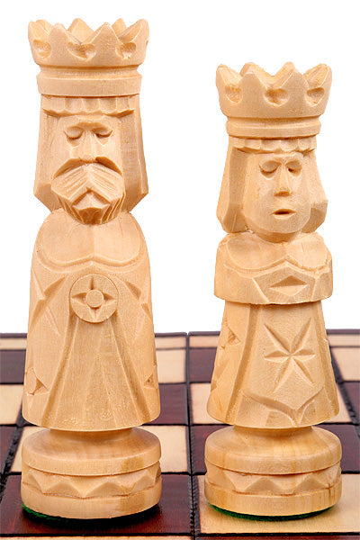 Juego de ajedrez plegable pequeño Castle, piezas de madera de tilo artesanales, tablero de 50 cm