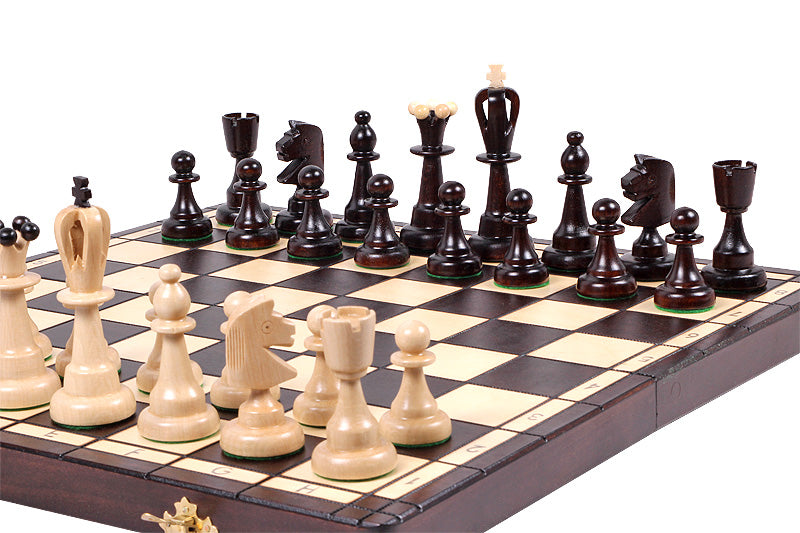 Juego de ajedrez plegable de madera con tablero Ace de 16,5" y almacenamiento, y rey de 3,94"