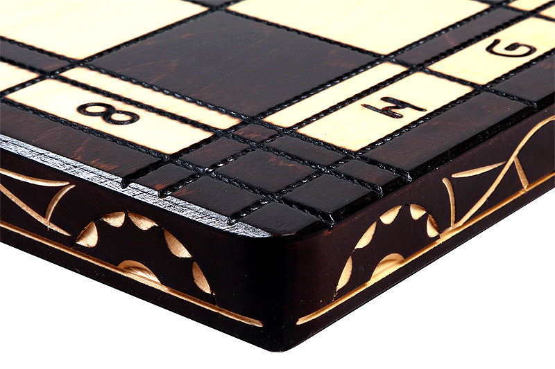 Juego de ajedrez plegable pequeño César, piezas artesanales de madera de tilo, tablero de 23,6"