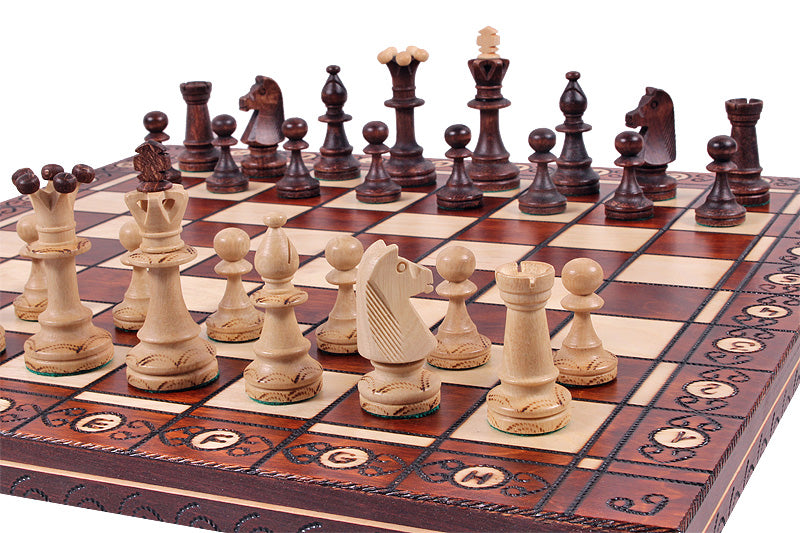Juego de ajedrez Consul con bandeja de inserción, hecho a mano, de madera, 3,54 pulgadas, tamaño King