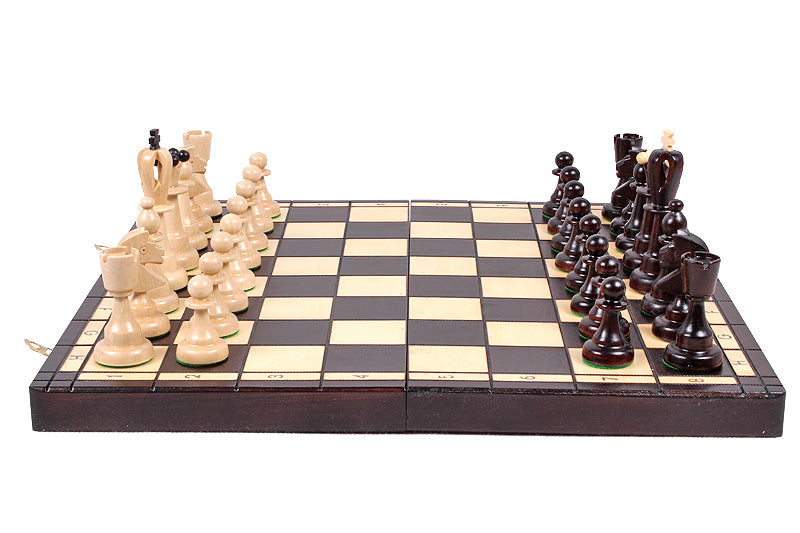 Juego de ajedrez plegable de madera con tablero Ace de 16,5" y almacenamiento, y rey de 3,94"