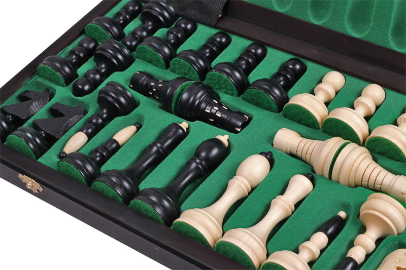 Juego de ajedrez clásico con bandeja de inserción, piezas de carpe artesanales, 3,94 pulgadas, tamaño rey