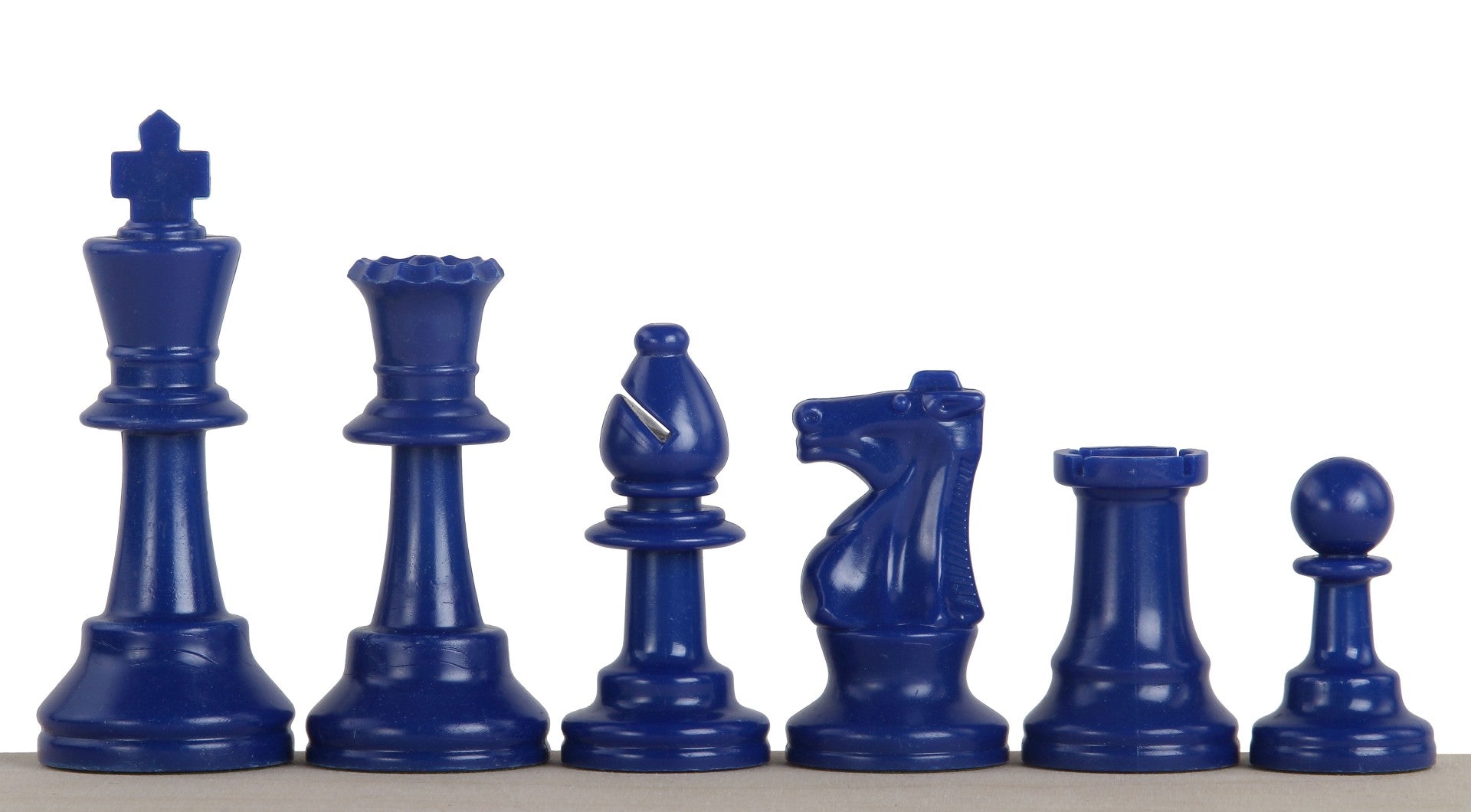 Juego de piezas de ajedrez azules de plástico n.º 6 con rey de 3,78"