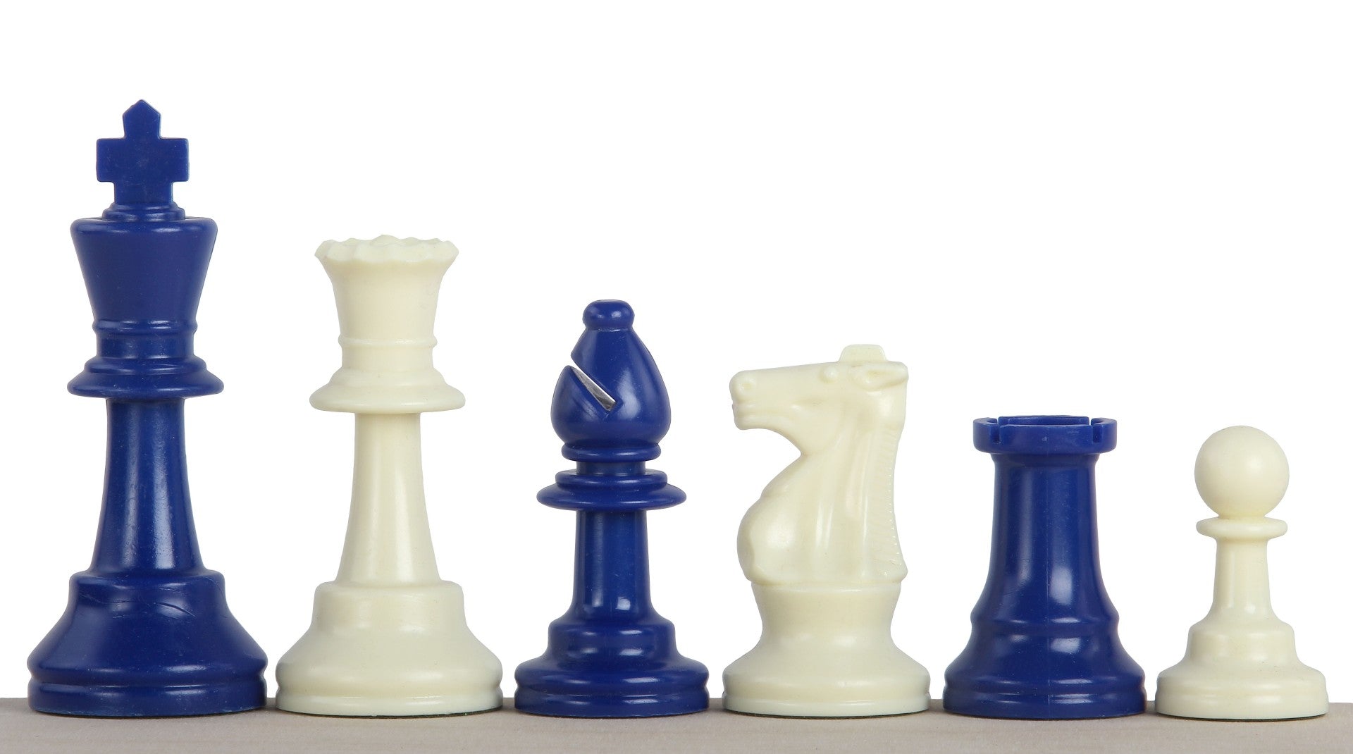 Juego de piezas de ajedrez azules de plástico n.º 6 con rey de 3,78"