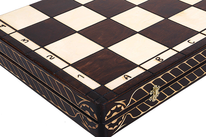Juego de ajedrez plegable grande Cesar con lujosas piezas de madera de tilo hechas a mano y tablero de 85 cm