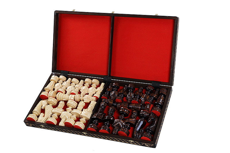 Juego de ajedrez plegable grande Cesar con lujosas piezas de madera de tilo hechas a mano y tablero de 85 cm