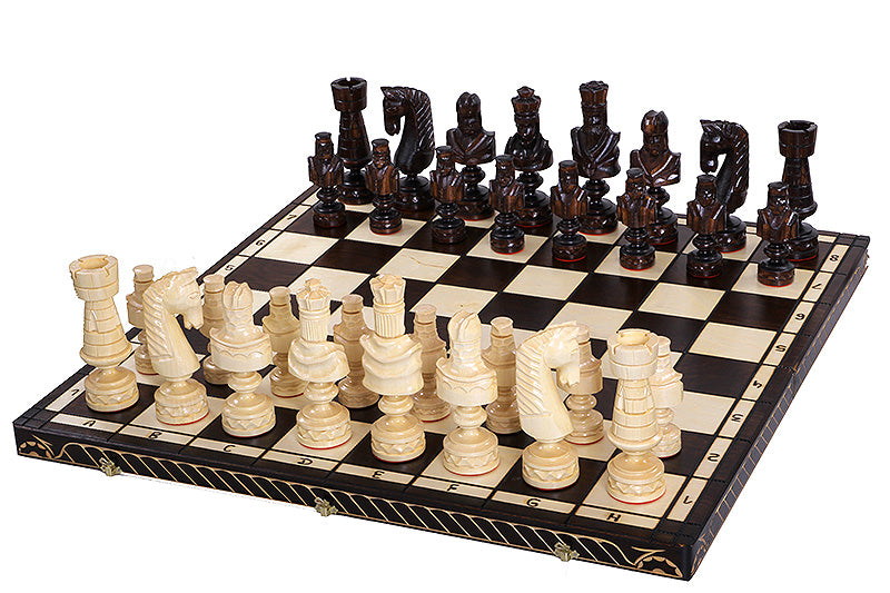 Juego de ajedrez plegable grande Cesar con lujosas piezas de madera de tilo hechas a mano y tablero de 85 cm