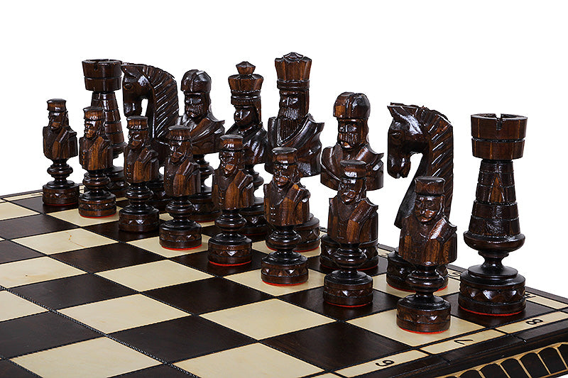 Juego de ajedrez plegable grande Cesar con lujosas piezas de madera de tilo hechas a mano y tablero de 85 cm