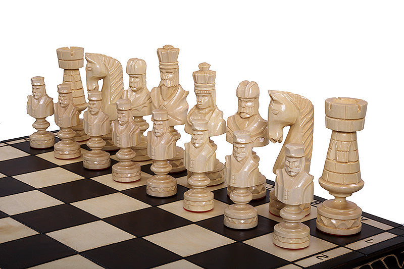 Juego de ajedrez plegable grande Cesar con lujosas piezas de madera de tilo hechas a mano y tablero de 85 cm