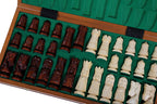 Juego de ajedrez plegable grande Castle Intarsia con incrustaciones de caoba y sicomoro, tablero de 23,6"