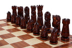 Juego de ajedrez plegable grande Castle Intarsia con incrustaciones de caoba y sicomoro, tablero de 23,6"