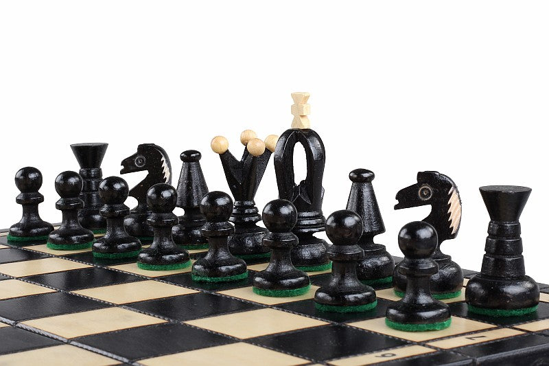 Juego de ajedrez King's mediano negro (2,36 pulgadas King) con bandeja de inserción