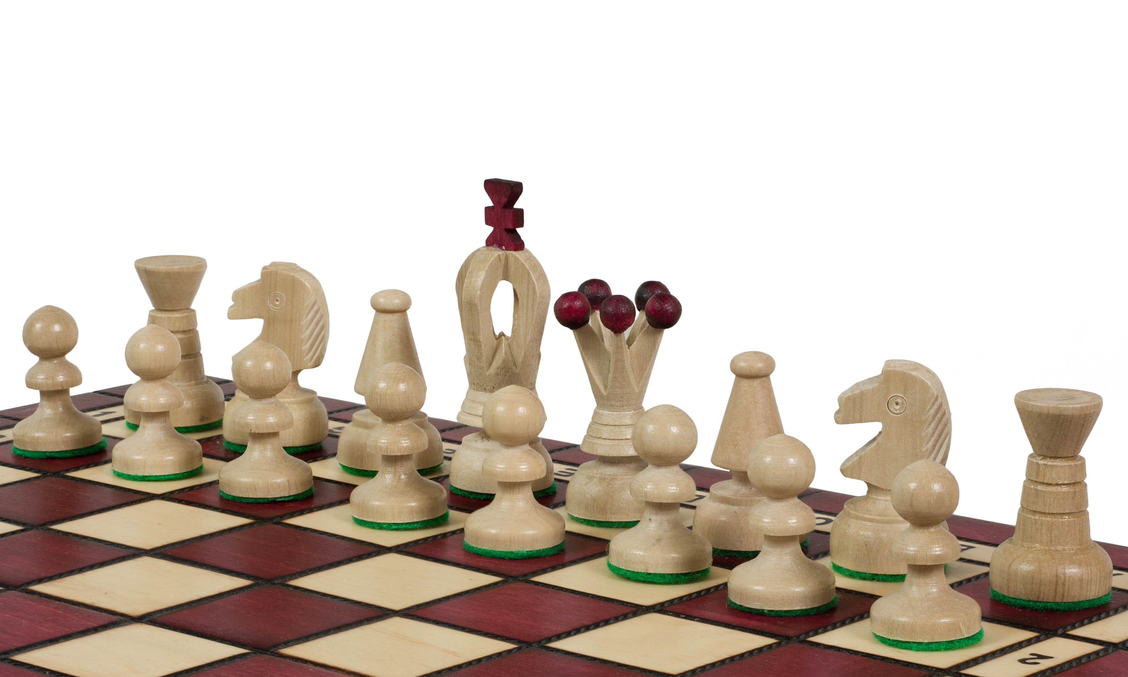 Juego de ajedrez mediano Royal Kings con bandeja de inserción, acabado cerezo (Rey de 6,35 cm)