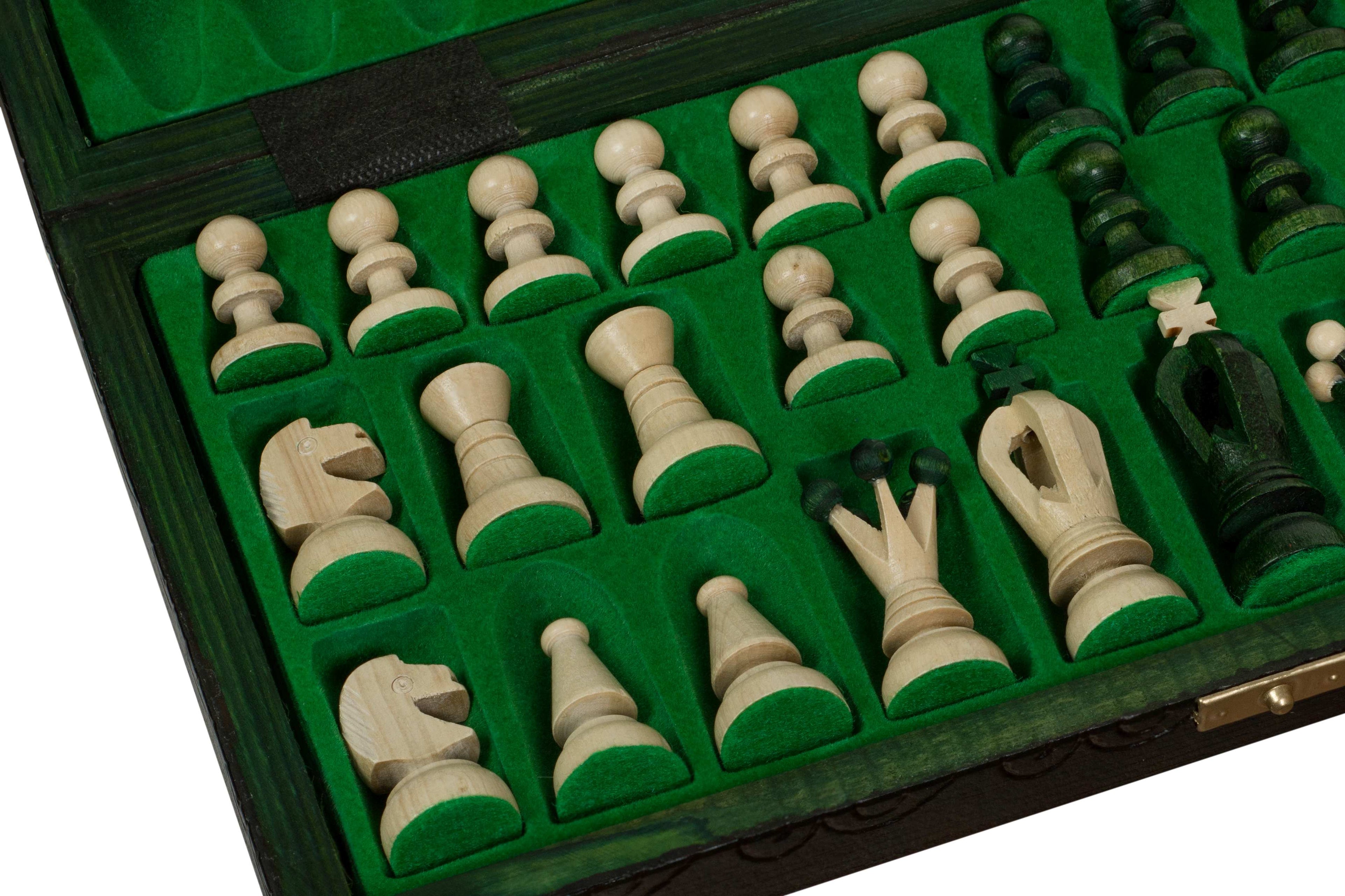 Juego de ajedrez Royal Kings mediano, acabado verde (Rey de 2,5 pulgadas)