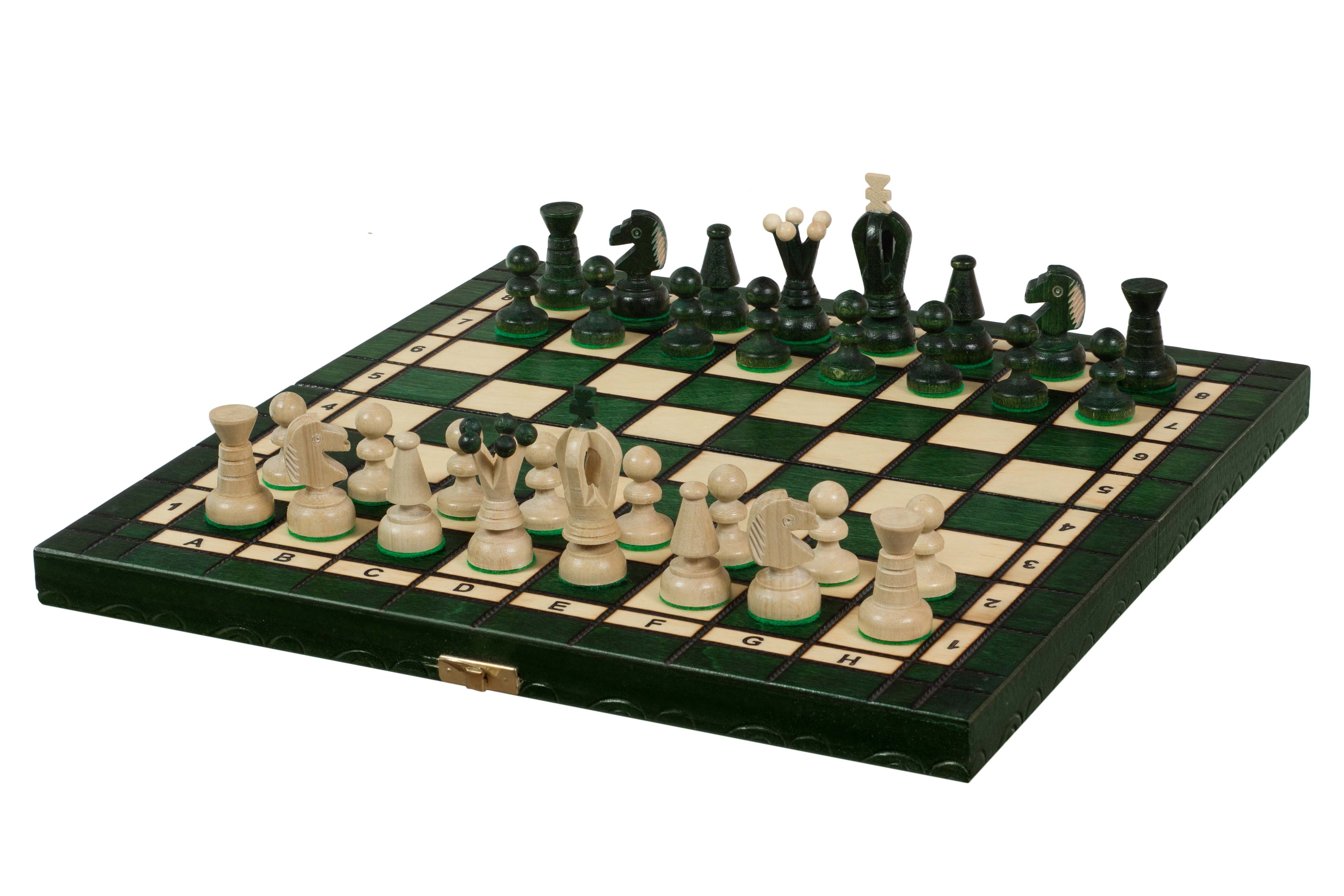 Juego de ajedrez Royal Kings mediano, acabado verde (Rey de 2,5 pulgadas)