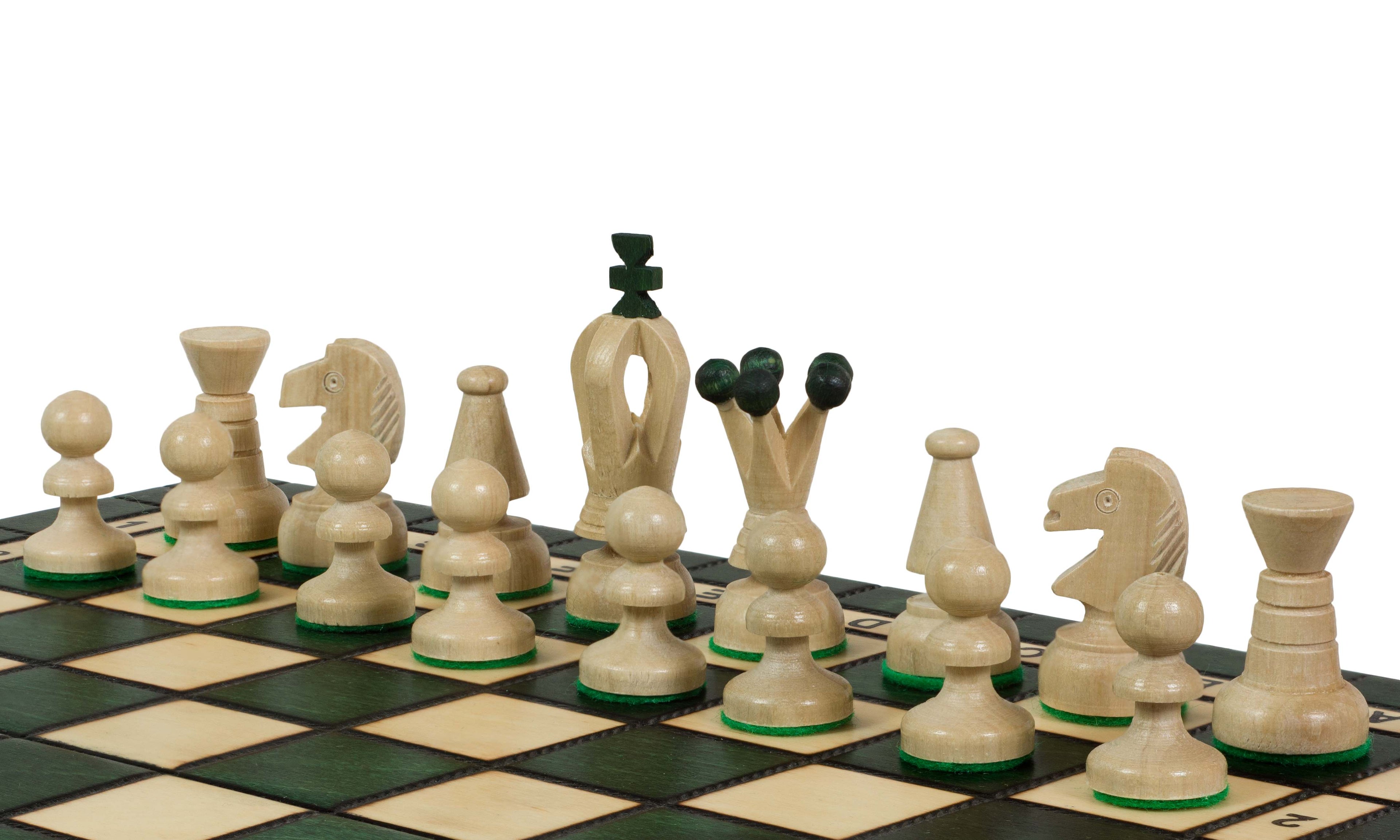 Juego de ajedrez Royal Kings mediano, acabado verde (Rey de 2,5 pulgadas)