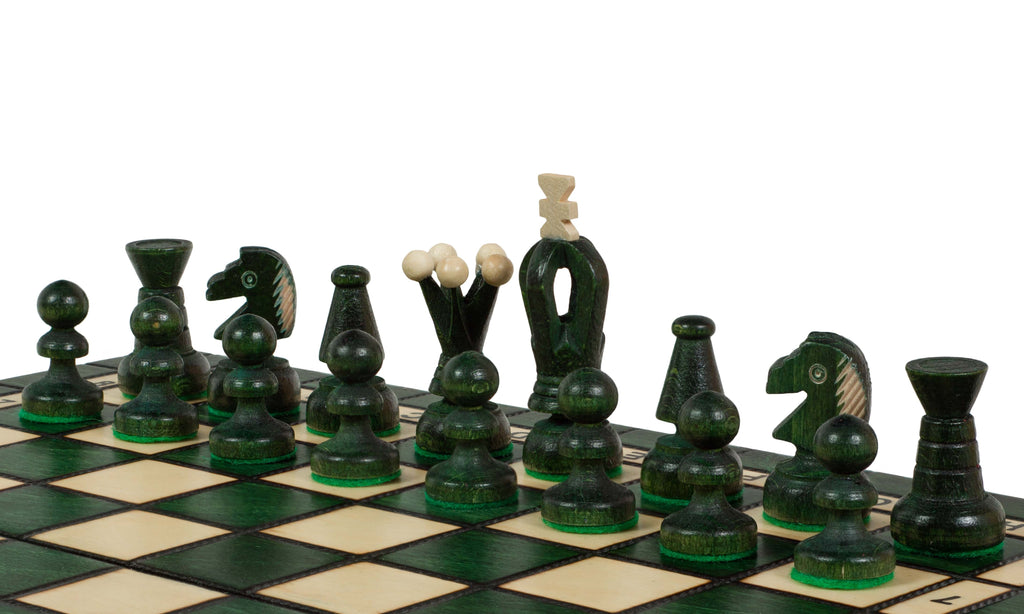 Juego de ajedrez Royal Kings mediano, acabado verde (Rey de 2,5 pulgadas)