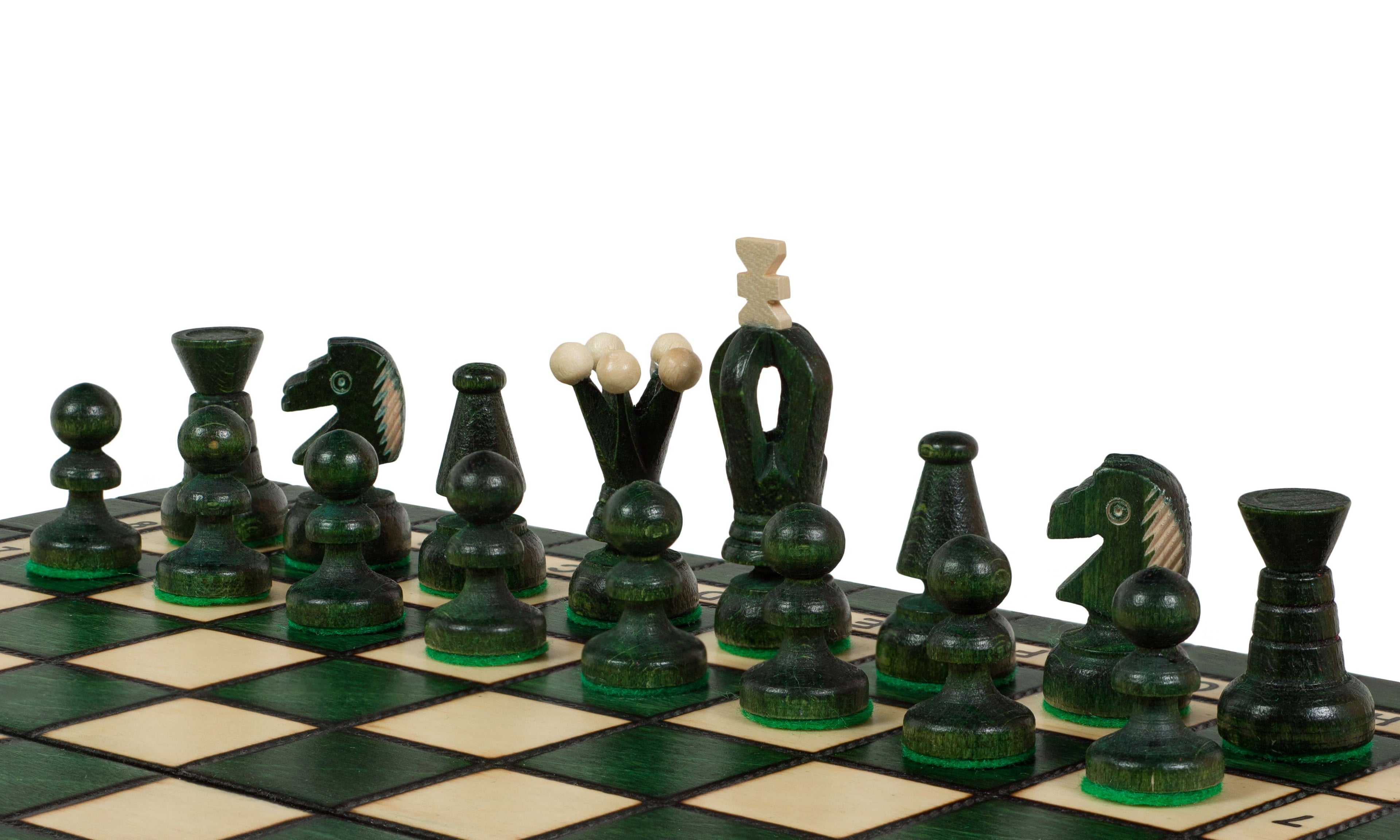 Juego de ajedrez Royal Kings mediano, acabado verde (Rey de 2,5 pulgadas)