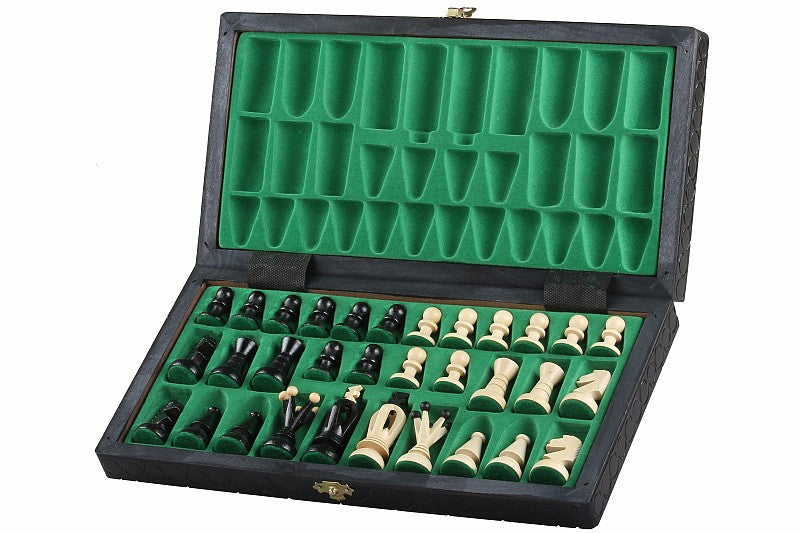 Juego de ajedrez King's mediano negro (2,36 pulgadas King) con bandeja de inserción