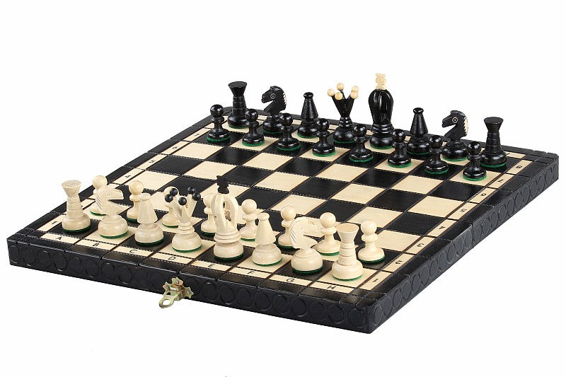 Juego de ajedrez King's mediano negro (2,36 pulgadas King) con bandeja de inserción