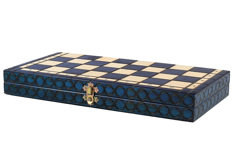 Juego de ajedrez King's Medium Blue con bandeja (60 mm)
