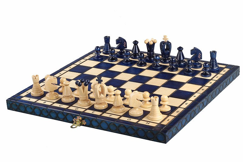 Juego de ajedrez King's Medium Blue con bandeja (60 mm)