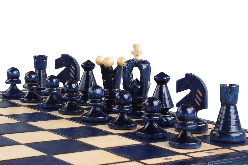Juego de ajedrez King's Medium Blue con bandeja (60 mm)