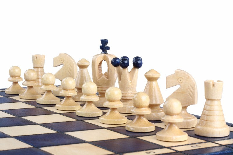 Juego de ajedrez King's Medium Blue con bandeja (60 mm)